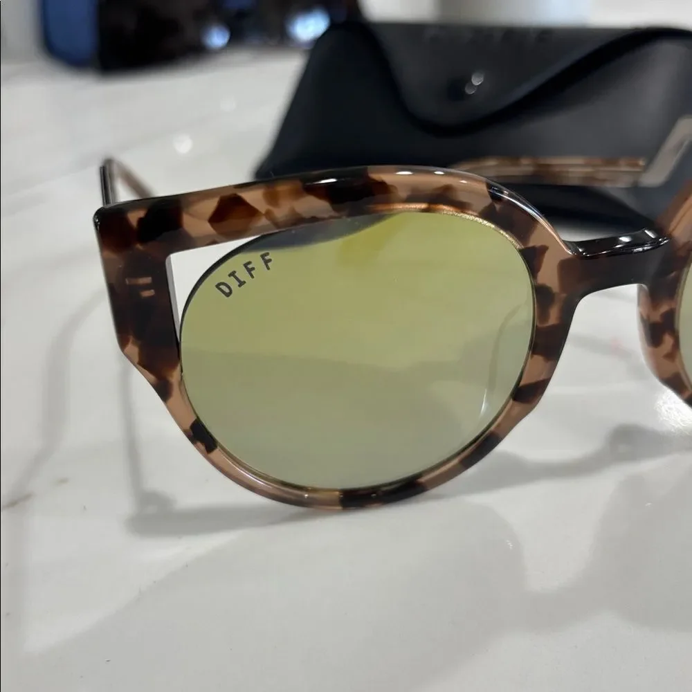 DIFF Penny Tortoise Sunglasses with Yellow Lenses
